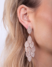 Rose Gold Diamante Multi Leaf Earrings - link has visual effect only