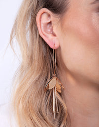 Gold Metal Flower Drop Earrings - link has visual effect only