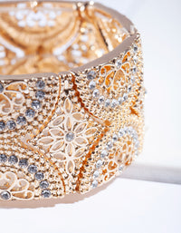 Gold Filigree Diamante Stretch Bracelet - link has visual effect only