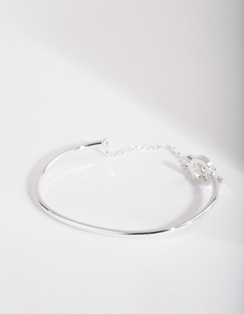 Silver Diamante Link Cuff Bracelet