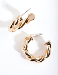 Gold Medium Rope Hoop Earrings - link has visual effect only