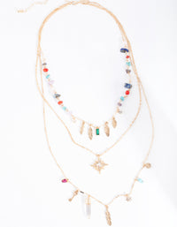 Gold Multi Layered Stone Charm Necklace - link has visual effect only