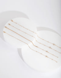 Gold Chain & Pearl Bracelet Anklet 4-Pack - link has visual effect only