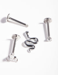 Rhodium Surgical Steel Snake Cartilage Pack - link has visual effect only