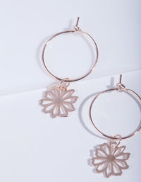 Rose Gold Dainty Petal Hoop Earrings - link has visual effect only