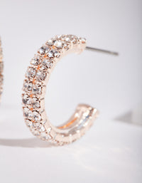 Rose Gold Mini Diamante Hoop Earrings - link has visual effect only