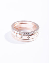 Rose Gold Diamante Star Ring Stack Pack - link has visual effect only