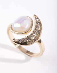 Gold Rainbow Stone & Moon Ring - link has visual effect only