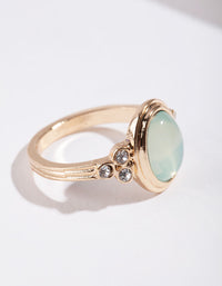 Gold Oval Diamante Ring - link has visual effect only