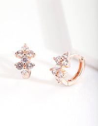 Rose Gold Double Flower Huggie Earrings - link has visual effect only