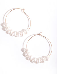 Rose Gold Pearl Charm Hoop Earrings - link has visual effect only