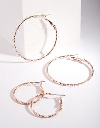 Rose Gold Triple Cut Hoop Earring Pack - link has visual effect only