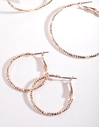 Rose Gold Triple Cut Hoop Earring Pack - link has visual effect only