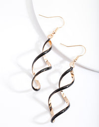 Black Gold Spiral Earrings - link has visual effect only