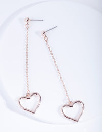 Rose Gold Heart Chain Drop Earrings - link has visual effect only