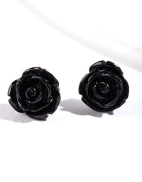 Black Rose Stud Earrings - link has visual effect only