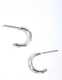 Silver Simple Diamante Half Hoop Earrings - link has visual effect only