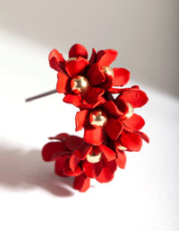 Red Flower Cluster Hoop Earrings - link has visual effect only