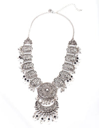 Gunmetal Bohemian Bead Drop Necklace - link has visual effect only