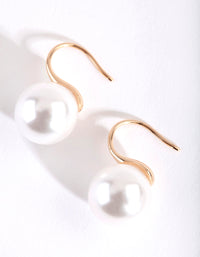 Gold Pearl Fish Hook Earrings - link has visual effect only