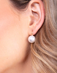 Gold Pearl Fish Hook Earrings - link has visual effect only