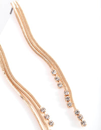 Gold 3 Diamante Chain Drop Earrings - link has visual effect only