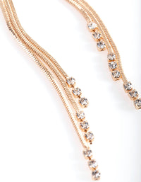 Gold 3 Diamante Chain Drop Earrings - link has visual effect only