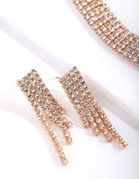 Gold Diamante Earrings Necklace Set - link has visual effect only