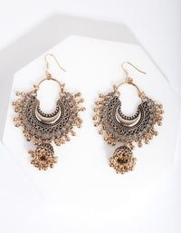 Antique Gold Bead Drop Jhumka Earrings - link has visual effect only