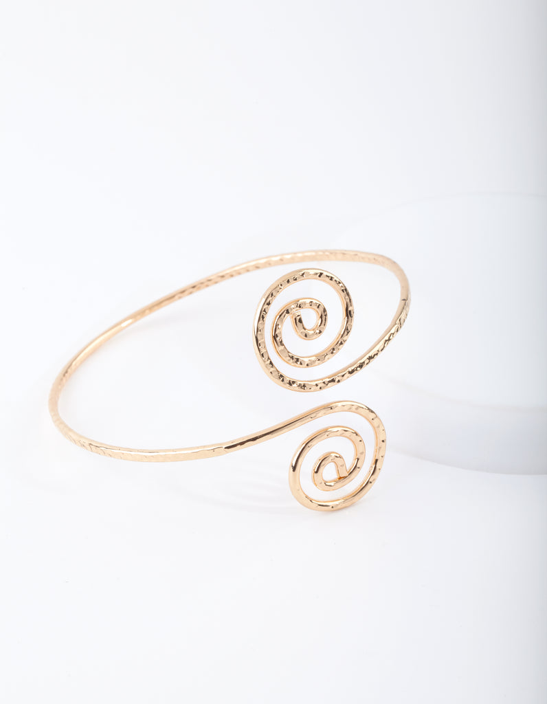 Gold Hammered Swirl Arm Cuff