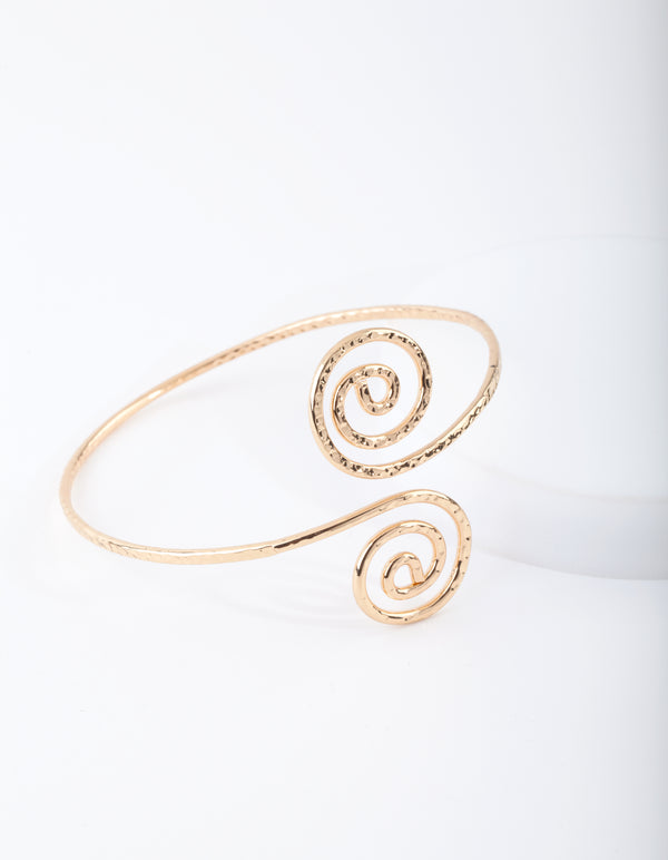 Gold Hammered Swirl Arm Cuff