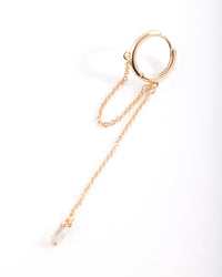 Gold Baguette Chain Drop Huggie Earrings - link has visual effect only