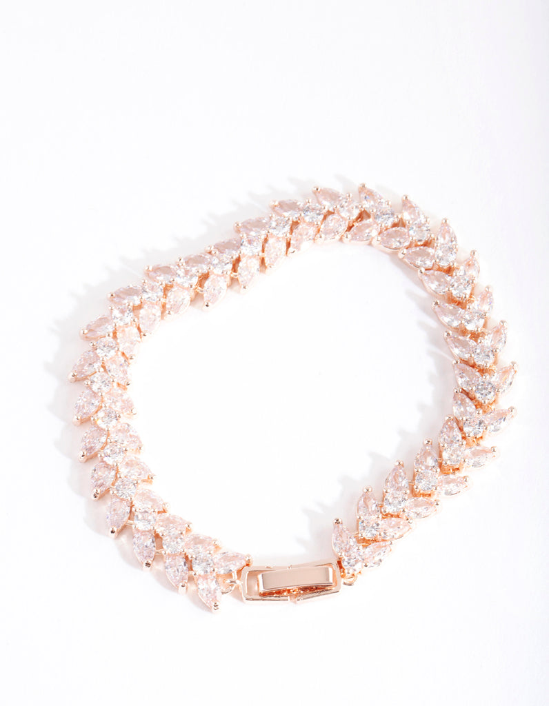 Rose Gold Diamond Simulant Petal Bracelet