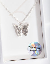 Silver Diamond Simulant Butterfly Necklace - link has visual effect only