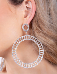 Silver Diamante Cutout Disc Earrings - link has visual effect only