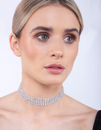 Silver 5 Row Diamante Choker - link has visual effect only