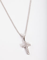 Diamond Simulant Pave Cross Necklace - link has visual effect only