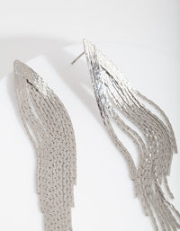 Rhodium Textured Tassel Earrings - link has visual effect only