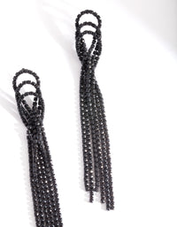 Black Triple Loop Diamante Tassel Earrings - link has visual effect only