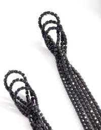 Black Triple Loop Diamante Tassel Earrings - link has visual effect only