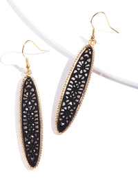 Shiny Gold Thin Oval Drop Earrings - link has visual effect only