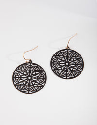 Gold Black Filigree Drop Earrings - link has visual effect only