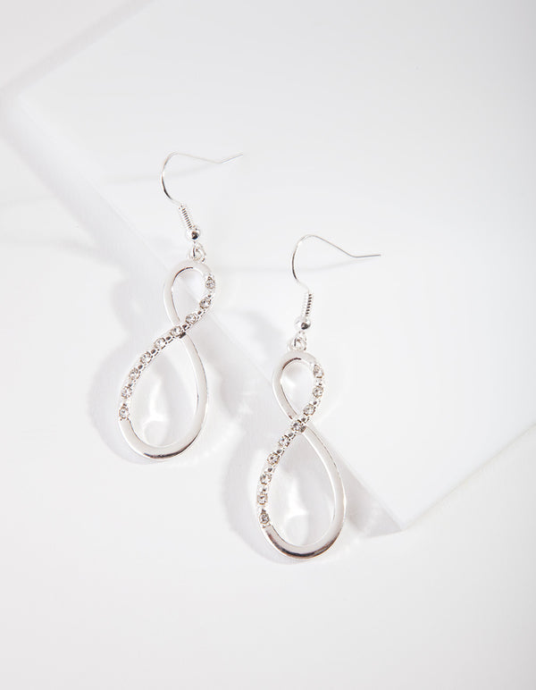 Silver Diamante Infinity Drop Earrings