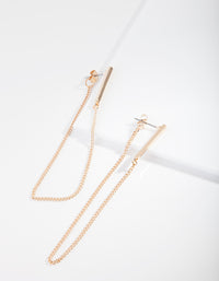 Gold Bar Wrap Chain Earrings - link has visual effect only