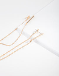 Gold Bar Wrap Chain Earrings - link has visual effect only