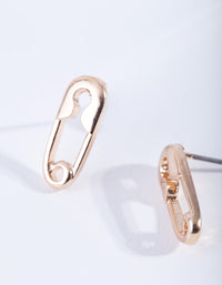 Gold Mini Safety Pin Stud Earrings - link has visual effect only