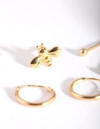 Gold Plated Sterling Silver Bee & Hoop Earring Pack - link has visual effect only