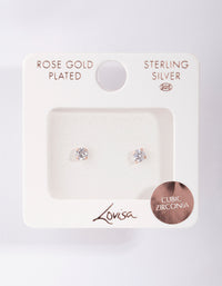 Rose Gold Plated Sterling Silver Cubic Zirconia 1/4 Carat Stud Earrings - link has visual effect only