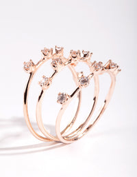 Rose Gold Cubic Zirconia Pattern Ring Stack - link has visual effect only