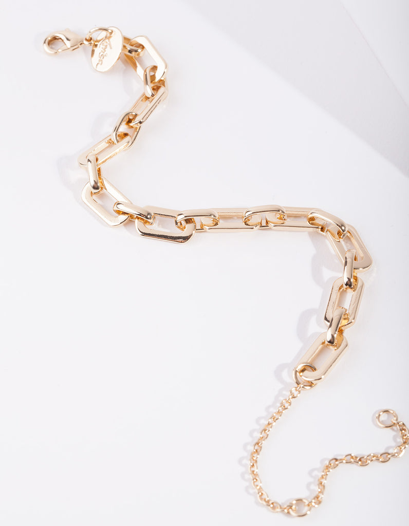 Gold Rectangle Chain Bracelet